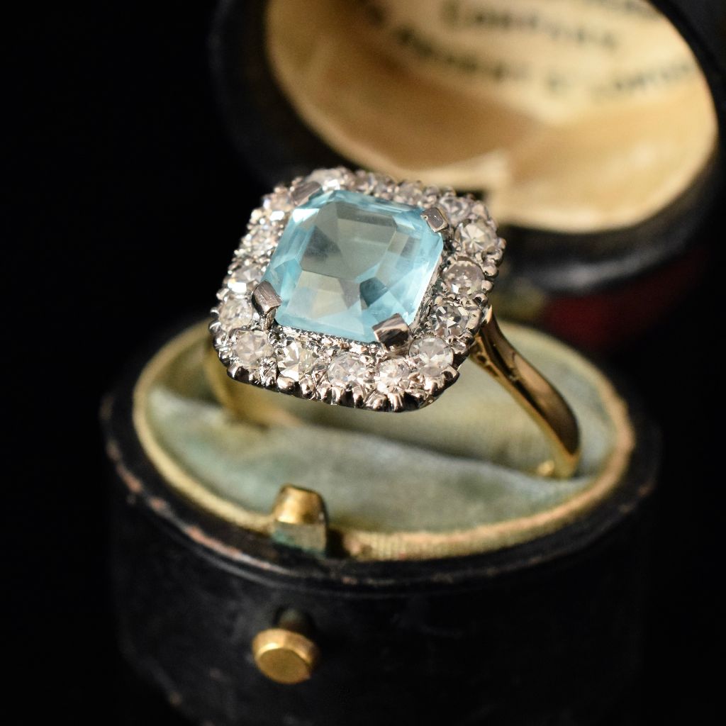 Vintage/ Antique 18ct Platinum Diamond And ‘Paste’ Ring