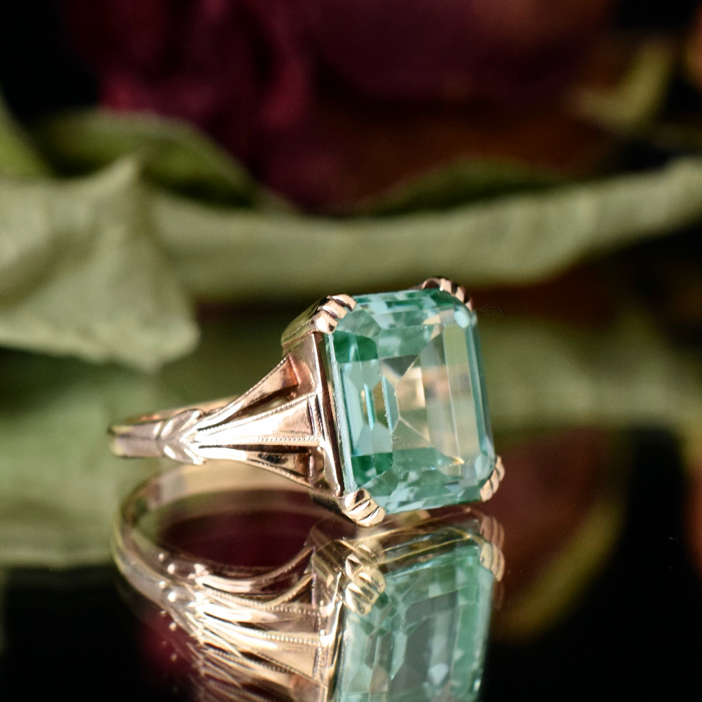 Vintage 9ct Yellow Gold ‘Uranium Glass’ Ring Circa 1940’s