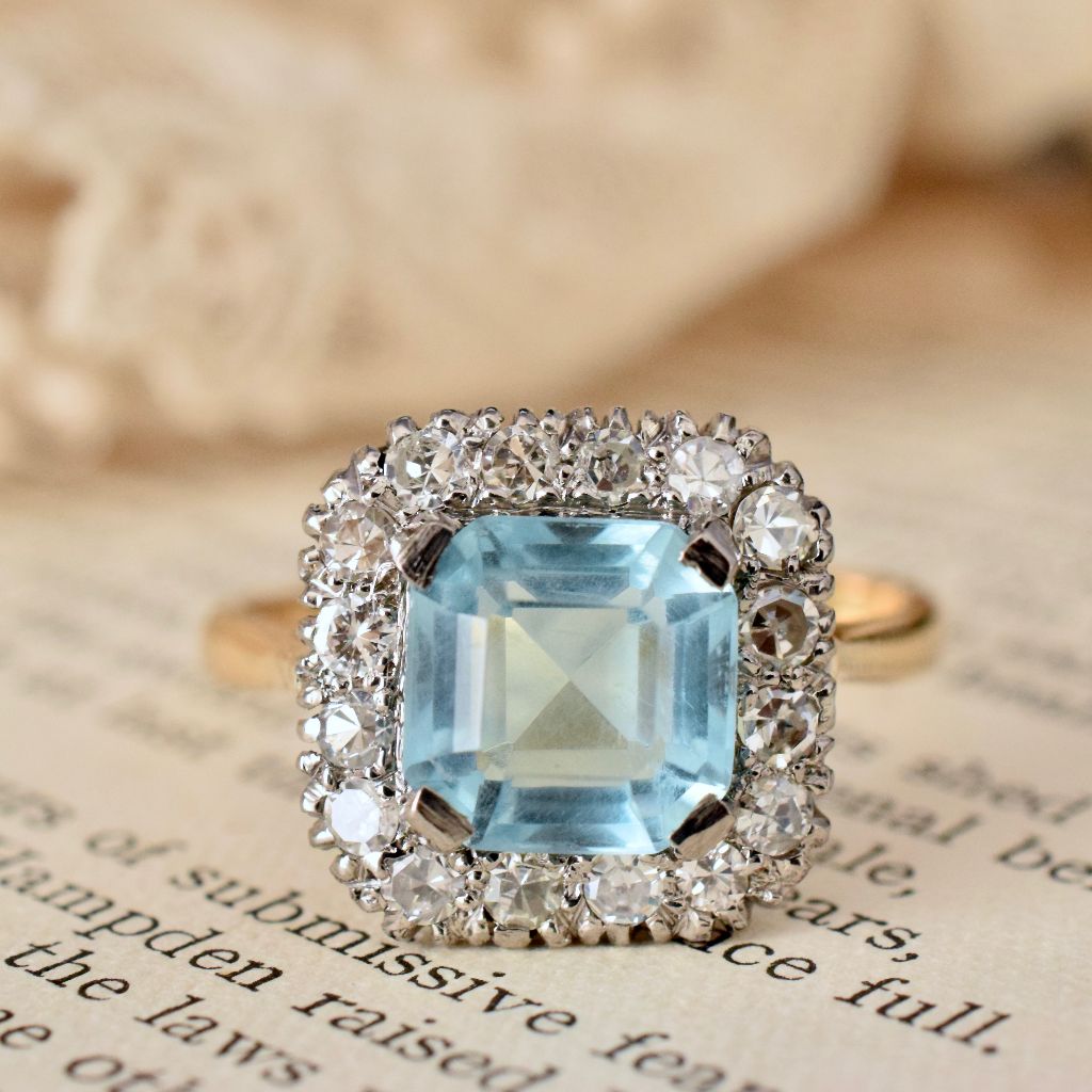 Vintage/ Antique 18ct Platinum Diamond And ‘Paste’ Ring