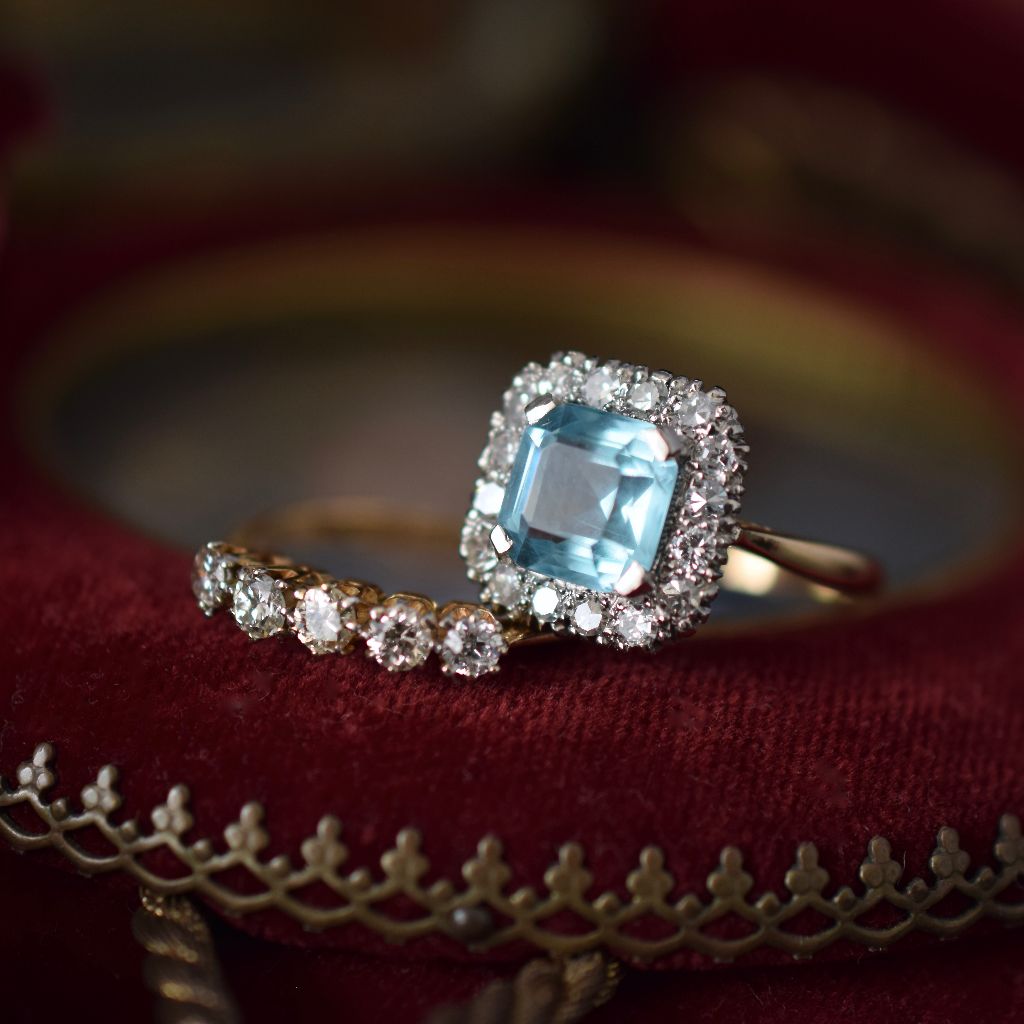 Vintage/ Antique 18ct Platinum Diamond And ‘Paste’ Ring