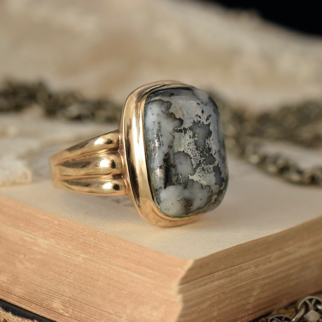 Vintage/Antique 10K Yellow Gold Silver In Quartz Ring