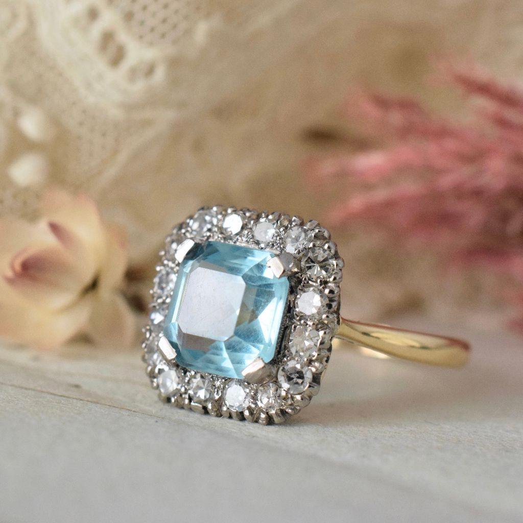 Vintage/ Antique 18ct Platinum Diamond And ‘Paste’ Ring