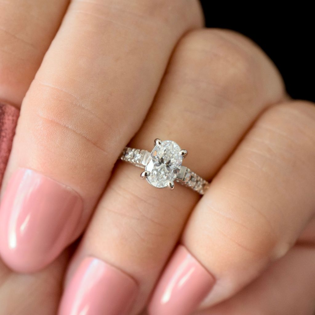 Auscert Certified 0.64ct (TDW 0.92ct) Oval Solitaire Diamond 18ct White Gold Ring