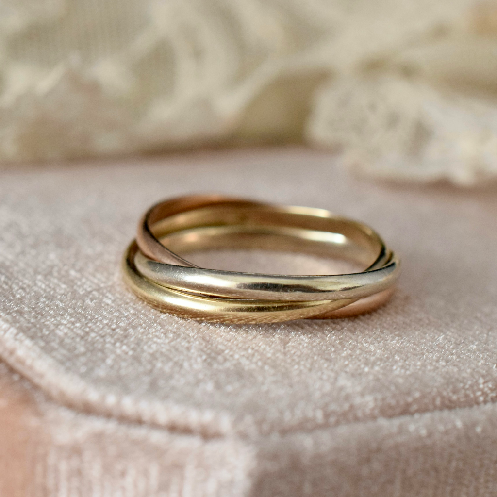 Modern 9ct Tri-Colour Russian Wedding / Trinity Ring