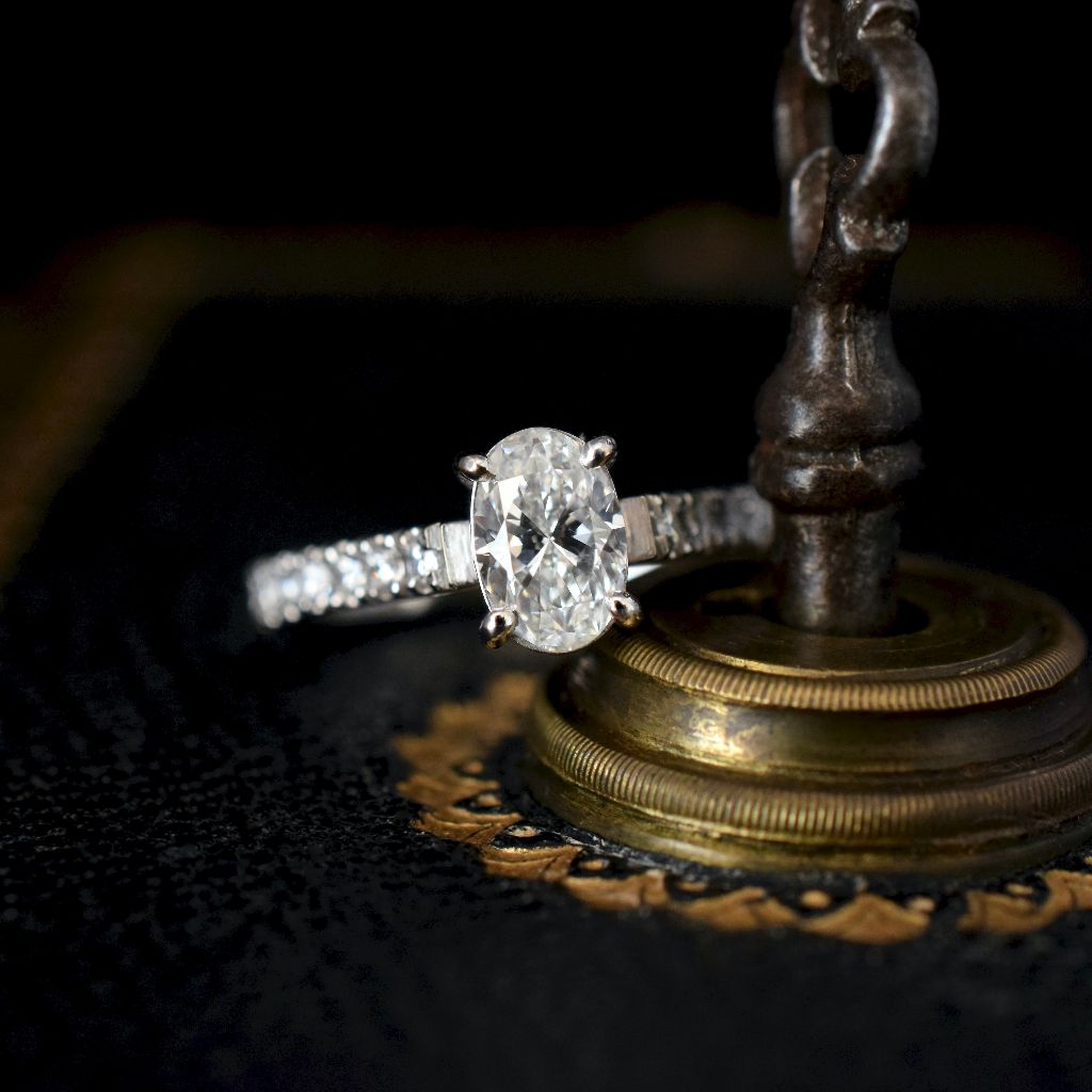 Auscert Certified 0.64ct (TDW 0.92ct) Oval Solitaire Diamond 18ct White Gold Ring