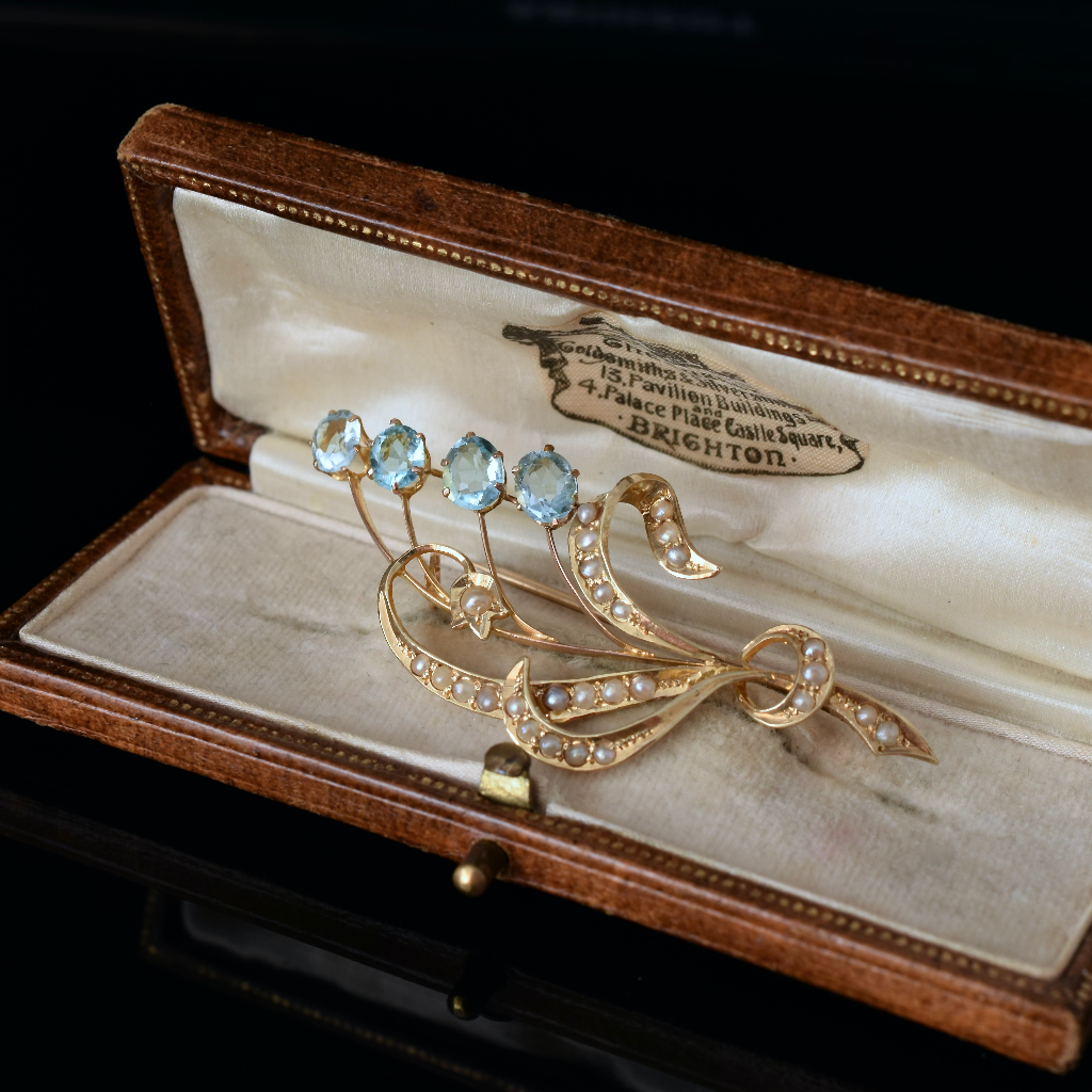 Antique Australian 15ct Yellow Gold Floral Spray Brooch By Willis and Sons Circa 1910