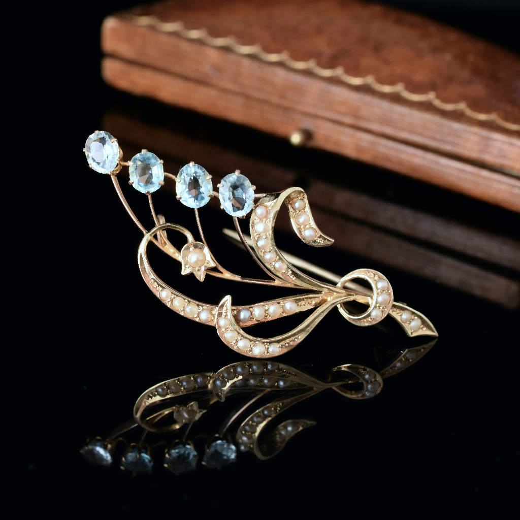 Antique Australian 15ct Yellow Gold Floral Spray Brooch By Willis and Sons Circa 1910