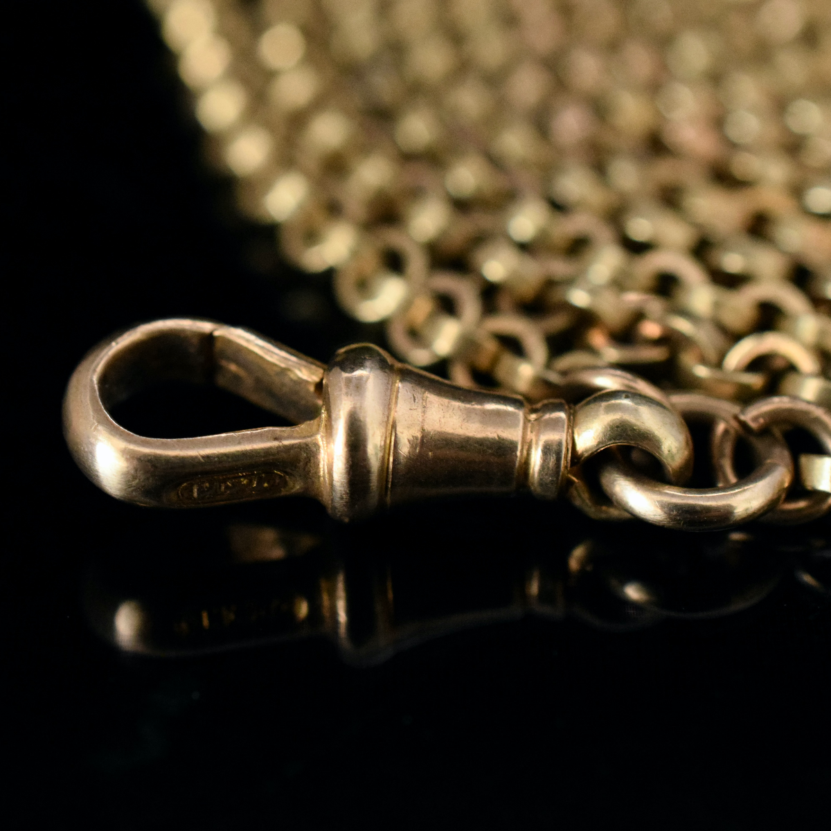 Antique ‘Rolled Gold’ Long Guard/Muff Chain Circa 1900