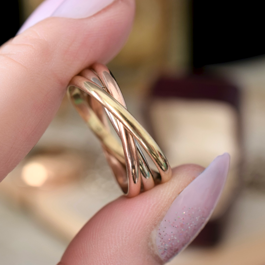 Modern 9ct Tri-Colour Russian Wedding / Trinity Ring