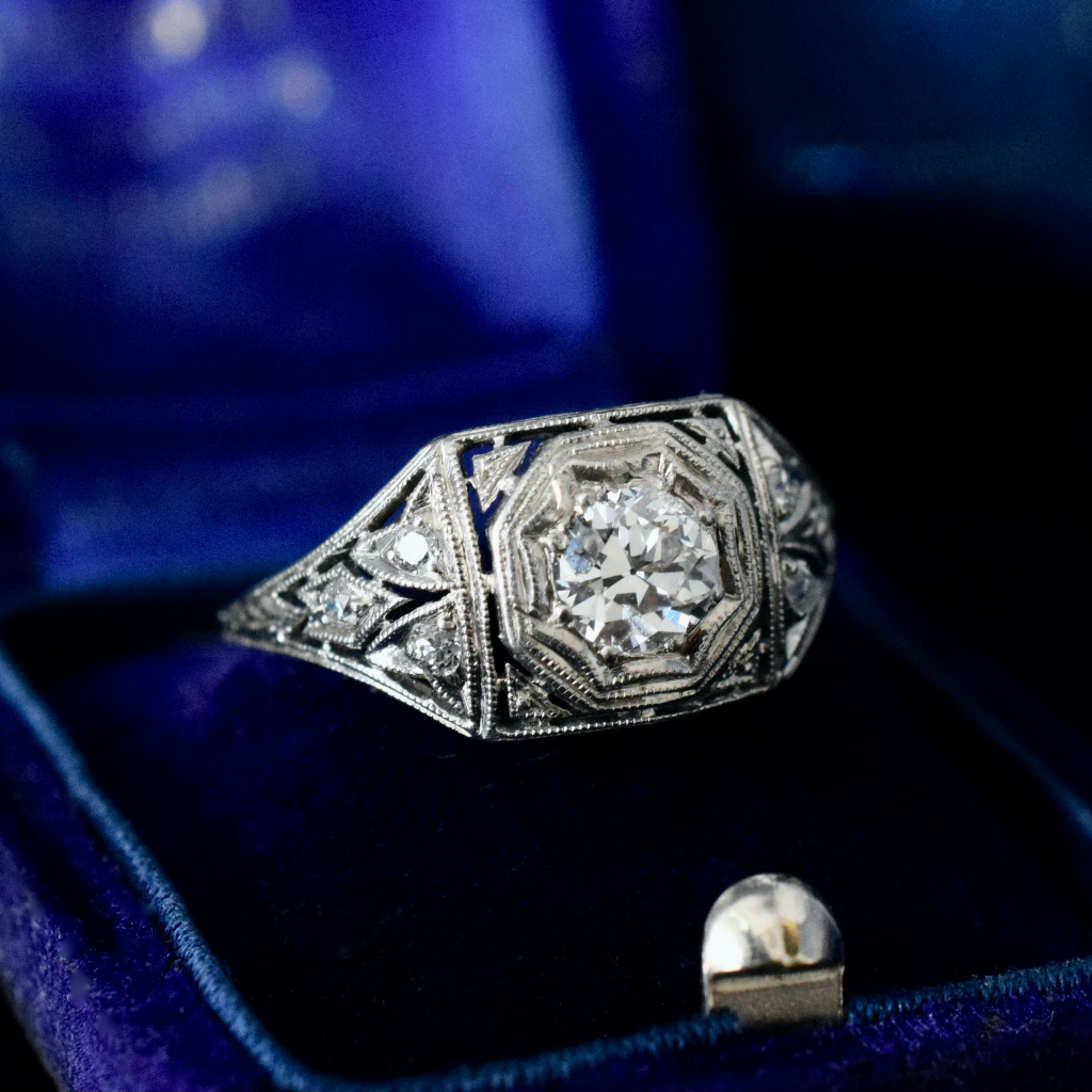 Antique Art Deco Platinum Solitaire Diamond Engagement Ring Circa 1925 (Independent Valuation Included In Purchase For - $8,000)