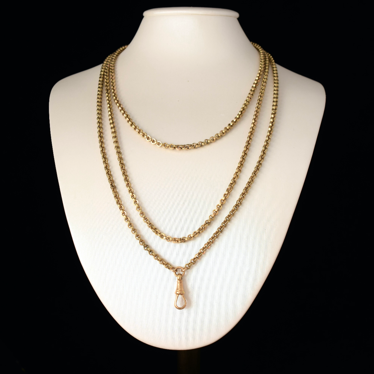Antique ‘Rolled Gold’ Long Guard/Muff Chain Circa 1900