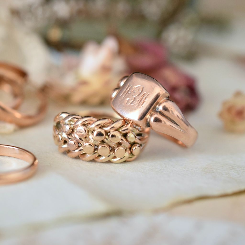 Vintage 9ct Rose Gold Two Row Keeper’ Ring