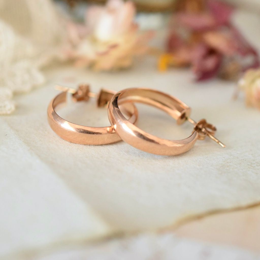 Modern 9ct Rose Gold Hoop Earrings