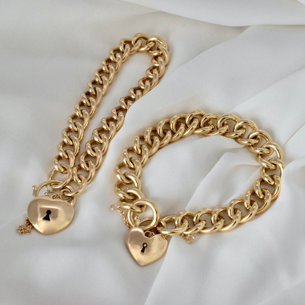 Heavy Solid 9ct Yellow Gold Curblink Padlock Bracelet 59.80 Grams