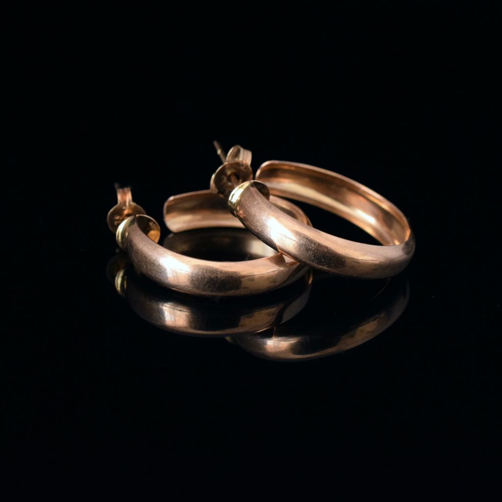 Modern 9ct Rose Gold Hoop Earrings