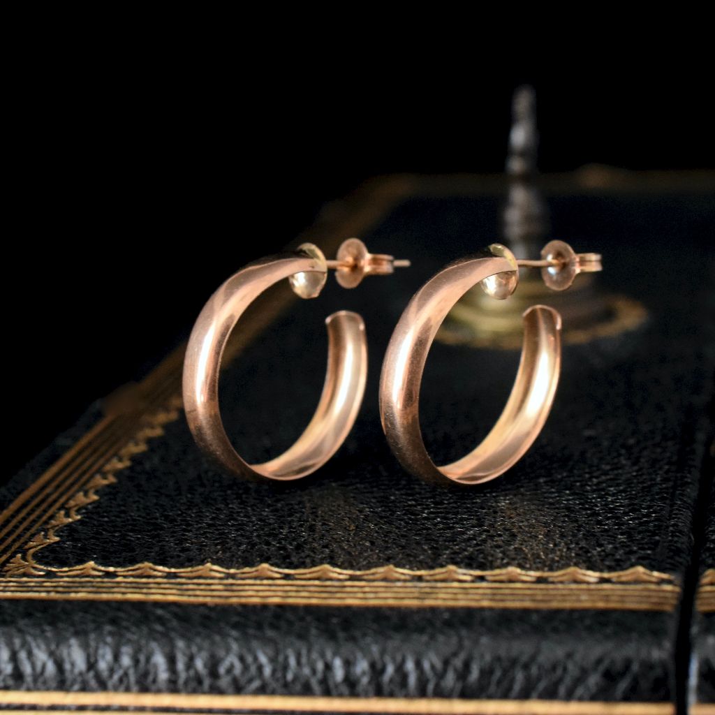 Modern 9ct Rose Gold Hoop Earrings