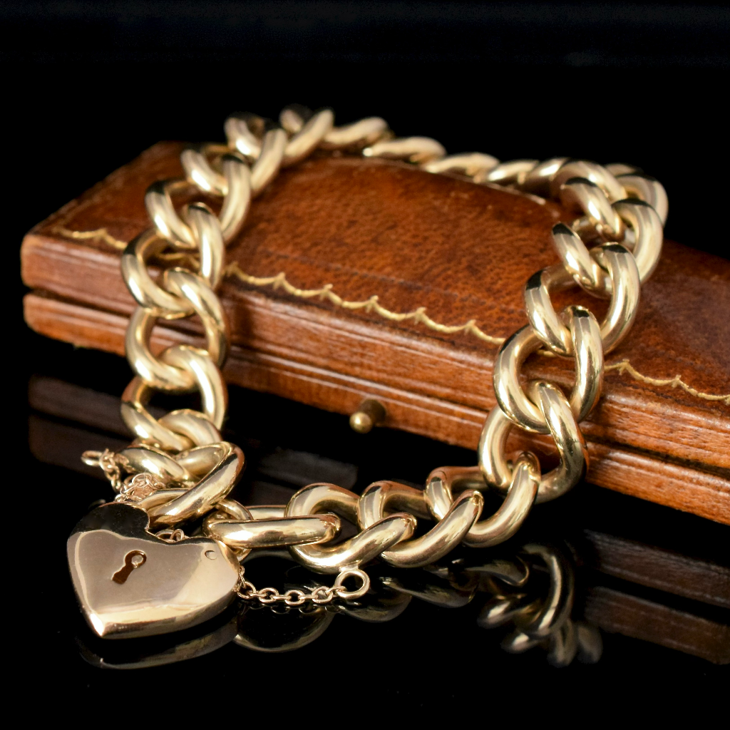 Heavy Solid 9ct Yellow Gold Curblink Padlock Bracelet 63.84 Grams Independent Valuation Included With Purchase $10850.00 AUD