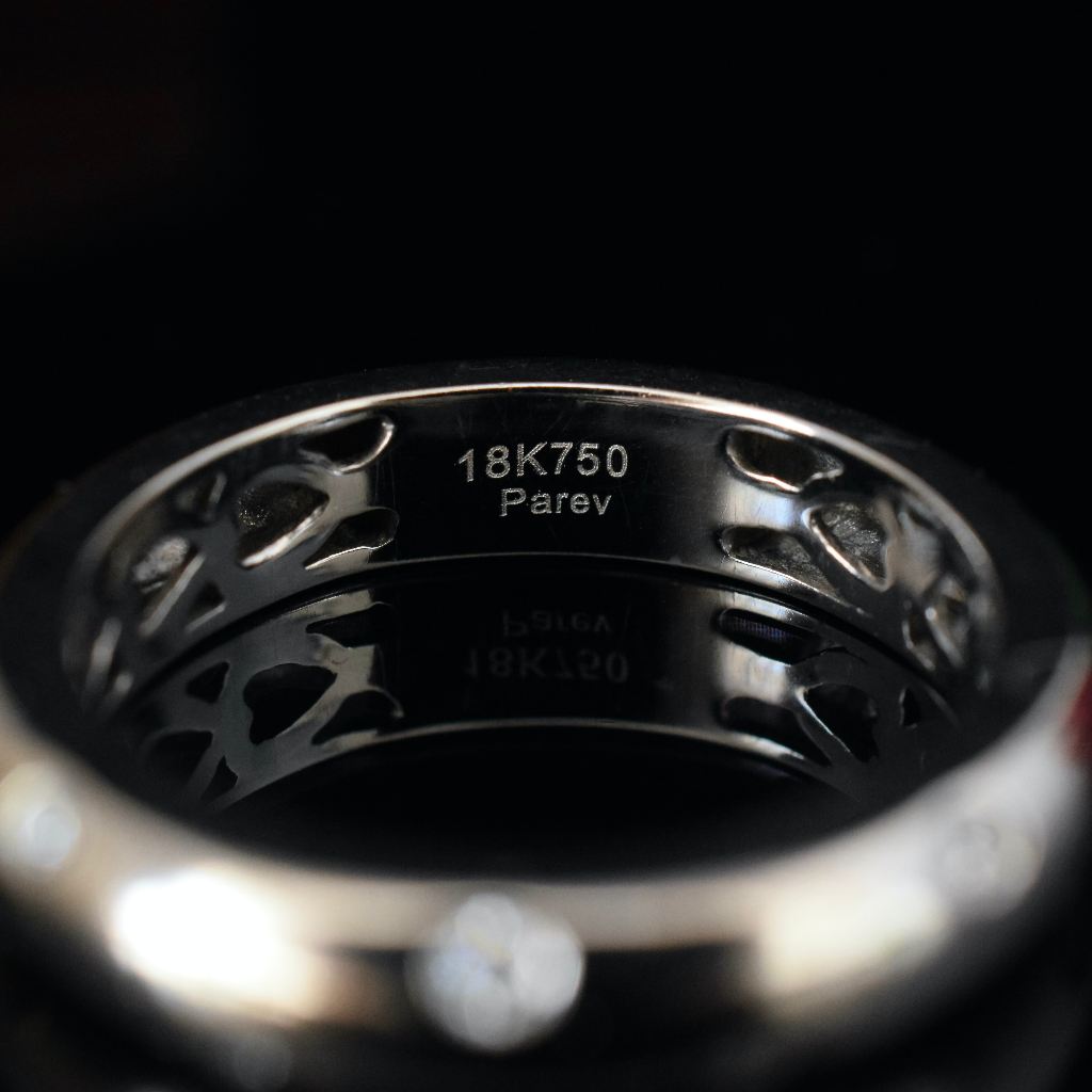 Modern 18ct White Gold Tube Style Diamond Wedding Band