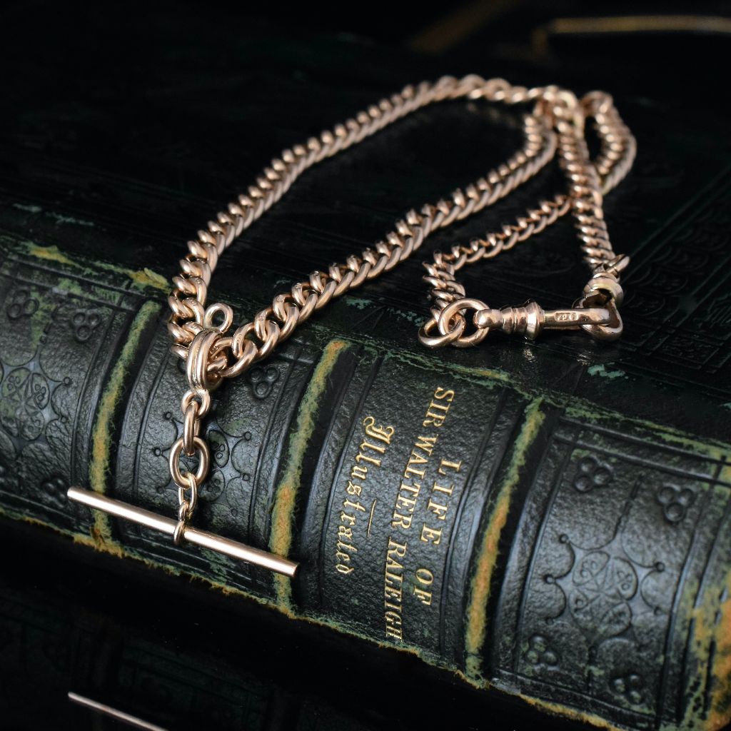 Antique 9ct Rose Gold Art Deco Albert Watch Chain 36.5 Grams