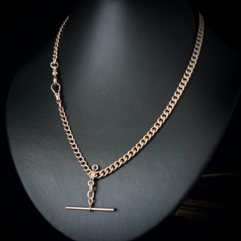 Antique 9ct Rose Gold Art Deco Albert Watch Chain 36.5 Grams