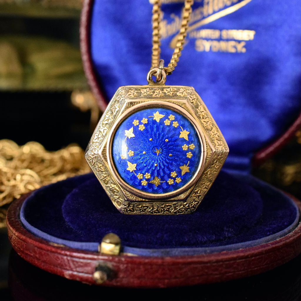 Antique Victorian-Edwardian 9ct Yellow Gold Enamel Photo Locket