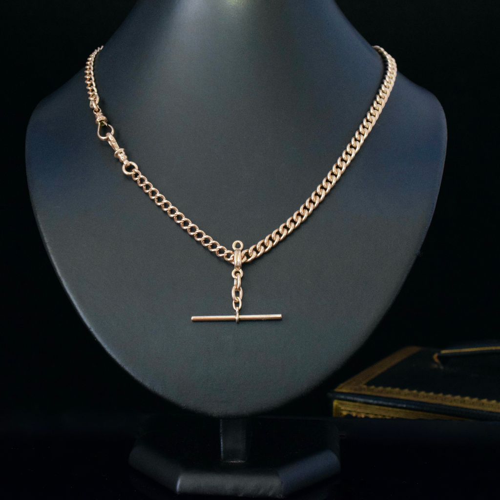 Antique 9ct Rose Gold Art Deco Albert Watch Chain 36.5 Grams