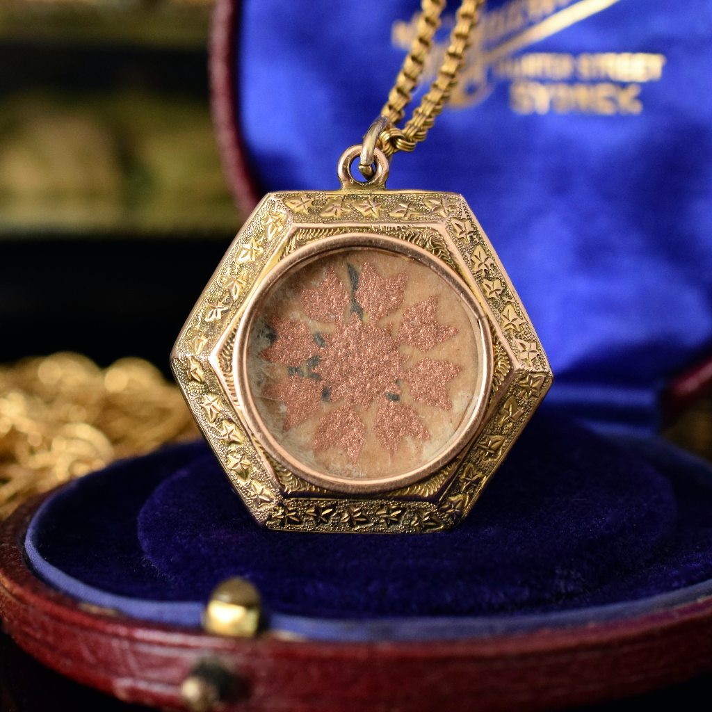 Antique Victorian-Edwardian 9ct Yellow Gold Enamel Photo Locket