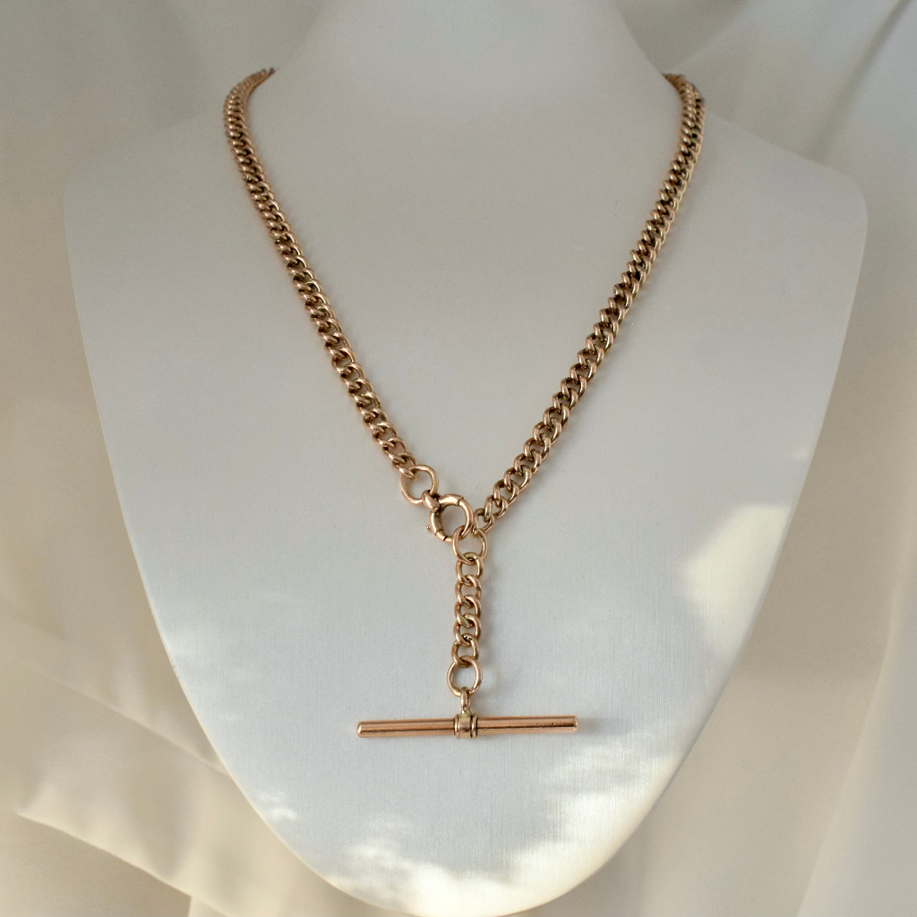 Antique 9ct Rose Gold Fob Watch Chain 37 grams