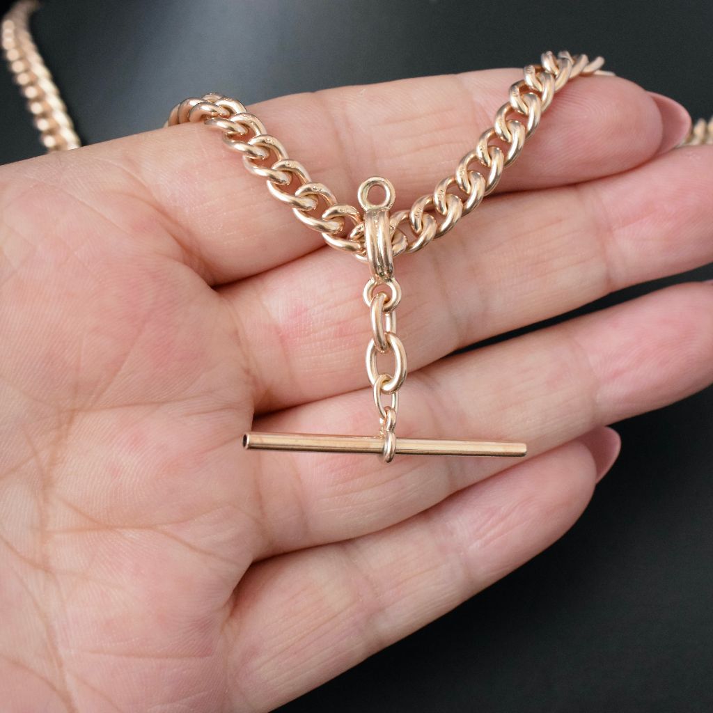 Antique 9ct Rose Gold Art Deco Albert Watch Chain 36.5 Grams