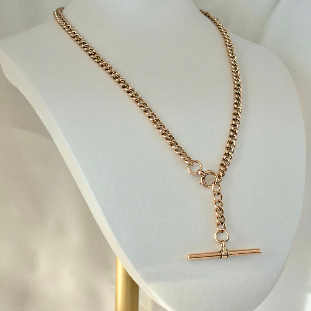 Antique 9ct Rose Gold Fob Watch Chain 37 grams