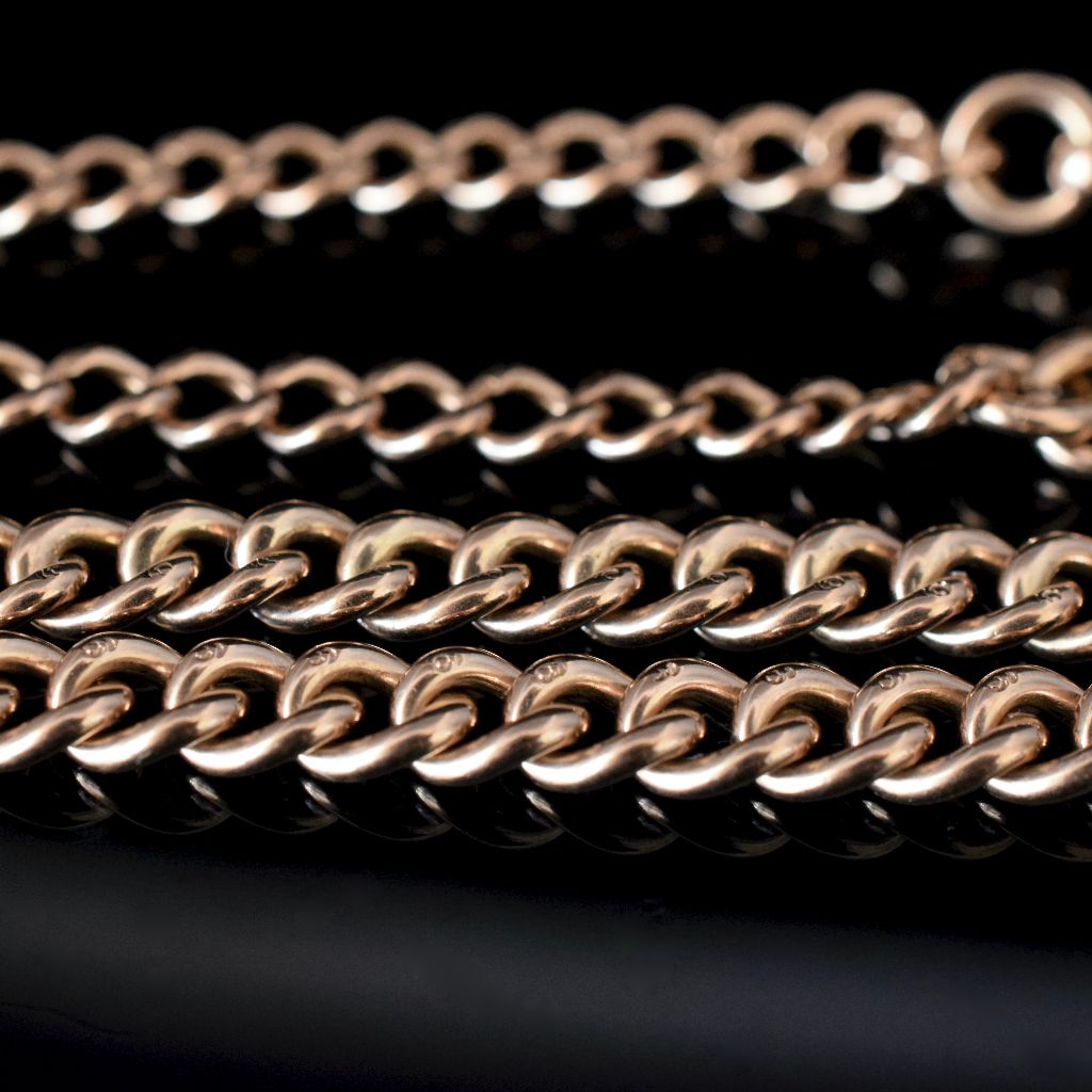 Antique 9ct Rose Gold Art Deco Albert Watch Chain 36.5 Grams