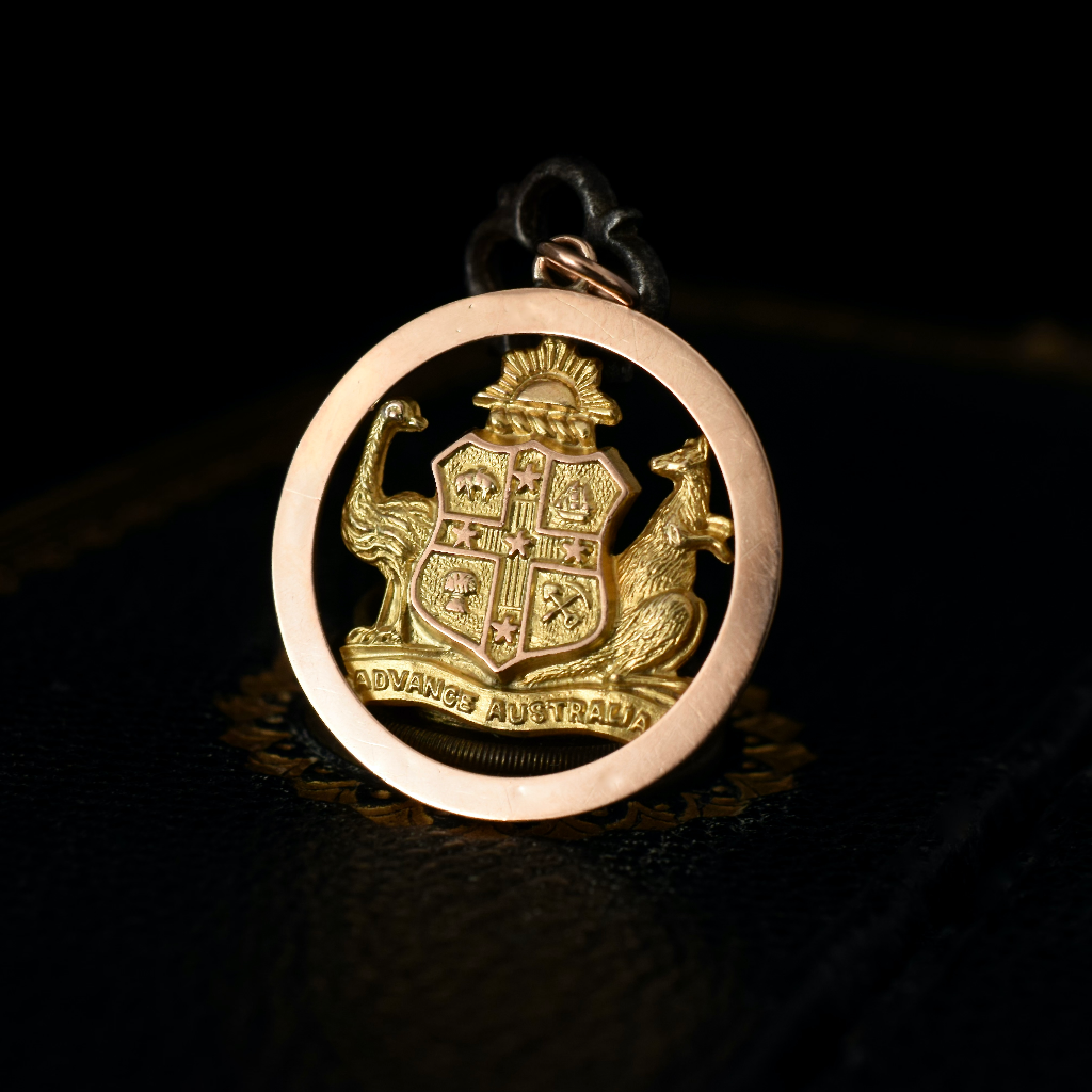 Antique Australia Willis and Sons 9ct ‘Advance Australia’ Pendant Circa 1908