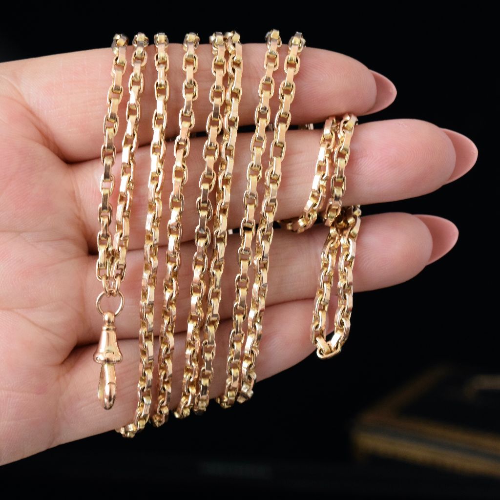 Antique Victorian 9ct Rose Gold Long Guard Chain Circa 1900