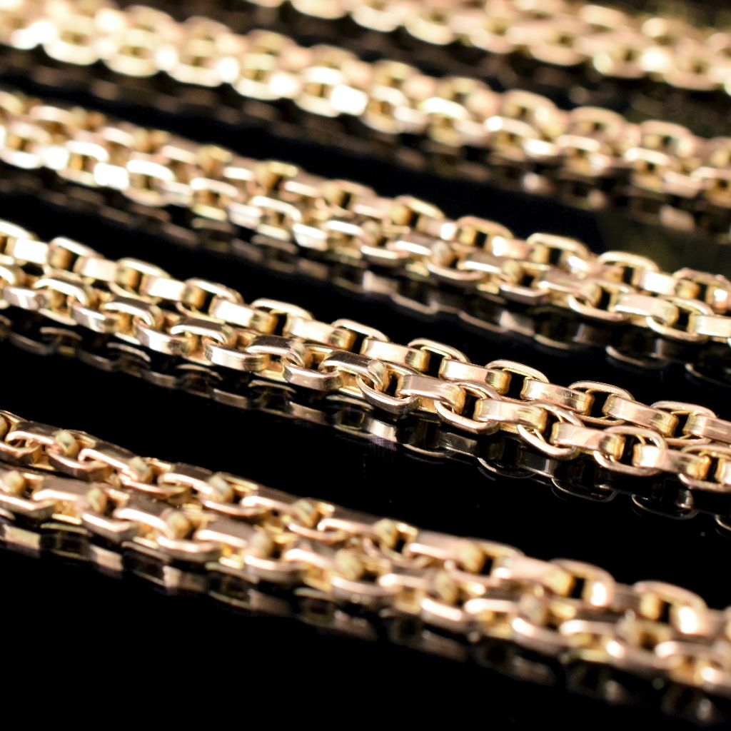 Antique Victorian 9ct Rose Gold Long Guard Chain Circa 1900