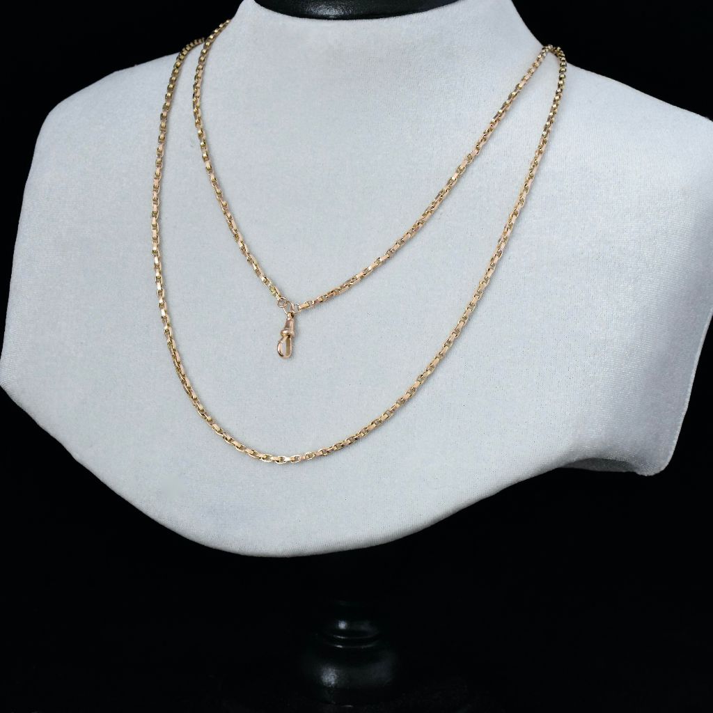Antique Victorian 9ct Rose Gold Long Guard Chain Circa 1900