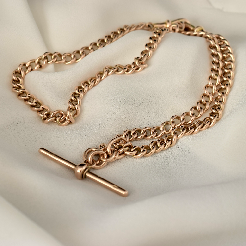 Antique Australian 9ct Rose Gold Double Albert Watch Chain Circa 1910