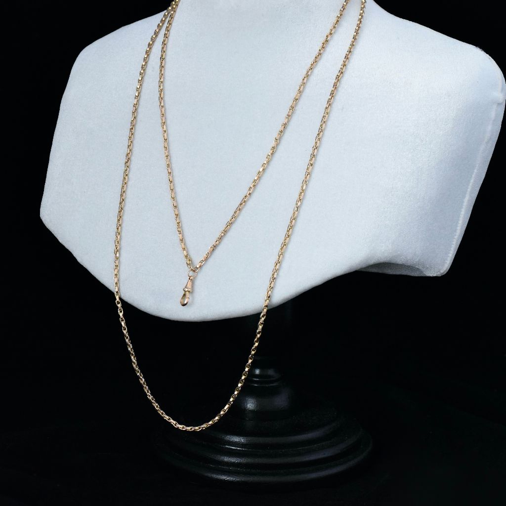 Antique Victorian 9ct Rose Gold Long Guard Chain Circa 1900