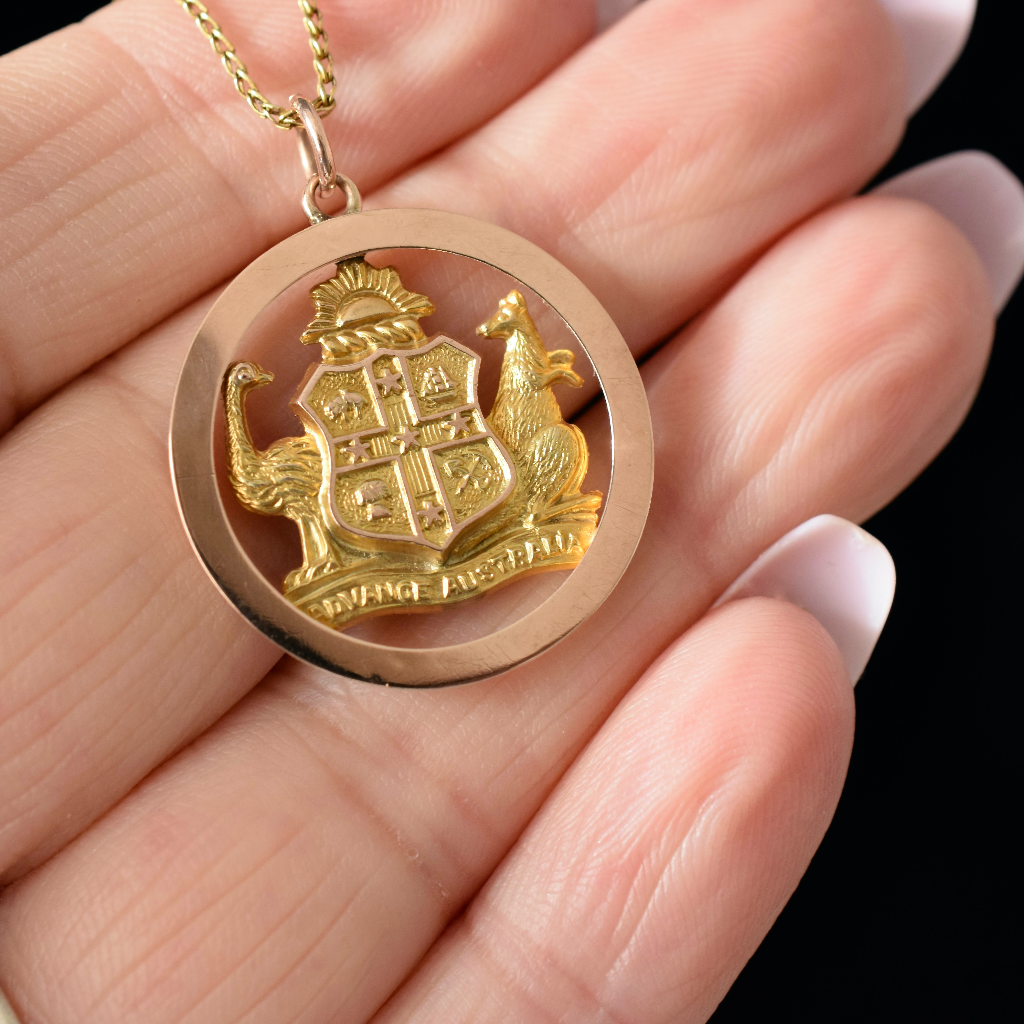 Antique Australia Willis and Sons 9ct ‘Advance Australia’ Pendant Circa 1908
