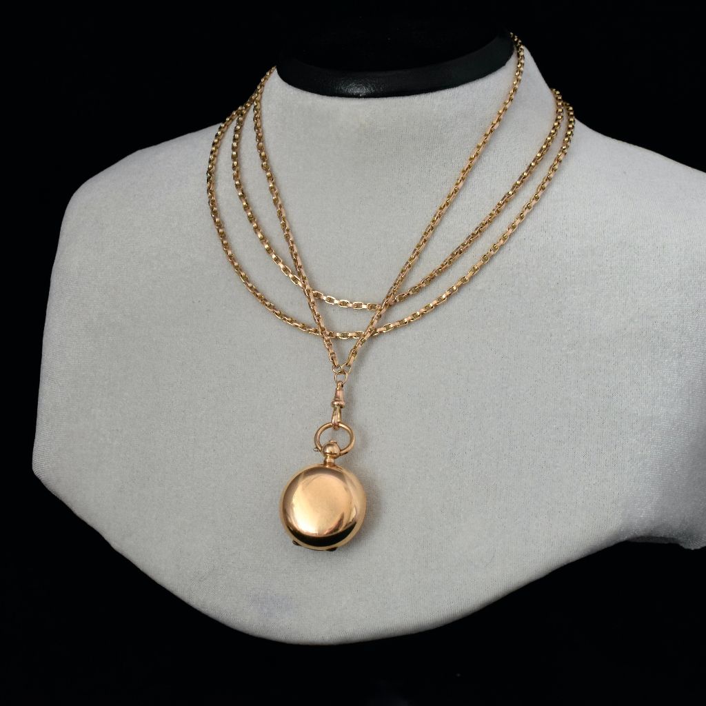 Antique Victorian 9ct Rose Gold Long Guard Chain Circa 1900