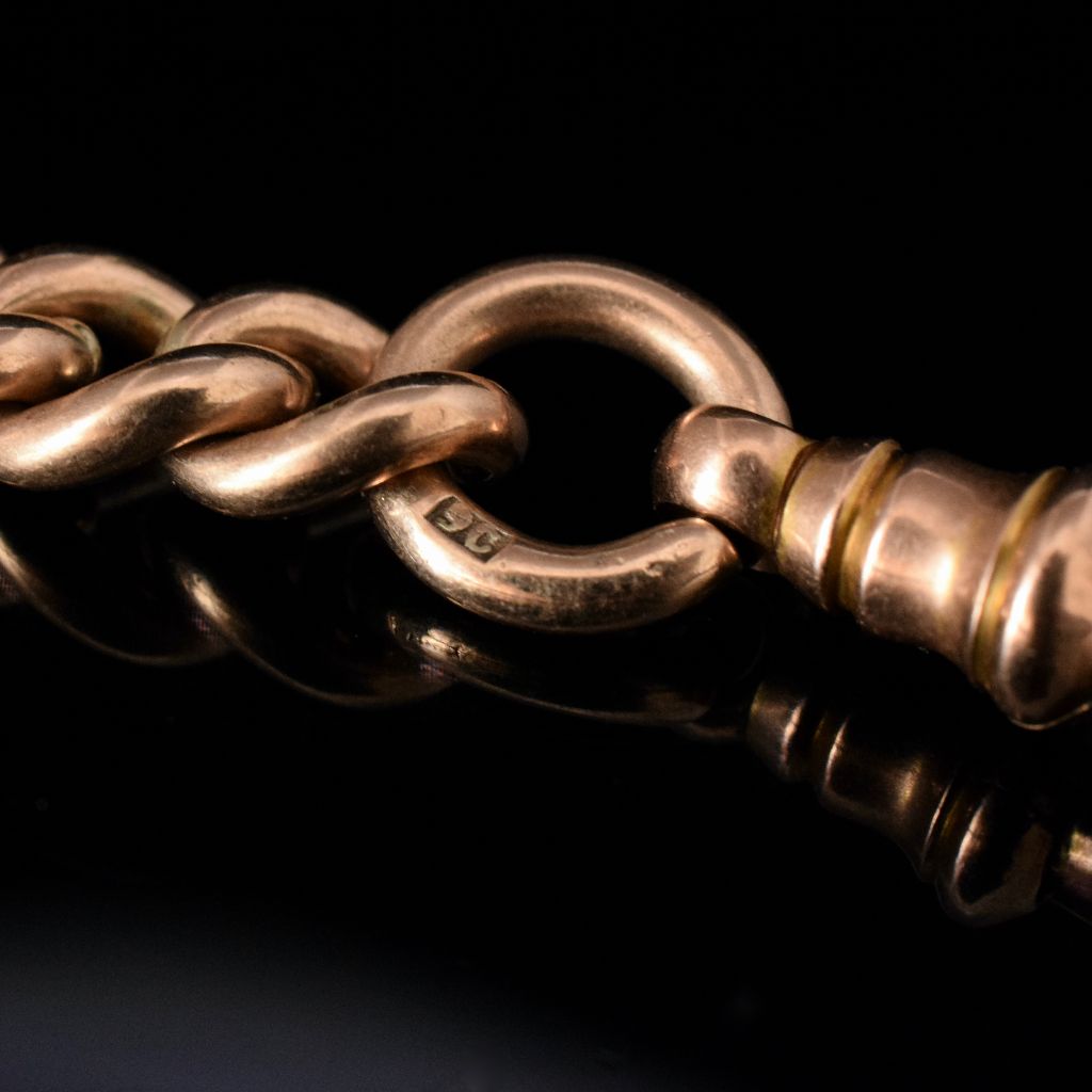 Antique Australian 9ct Yellow Gold Double Albert Watch Chain 60 Grams Circa 1910