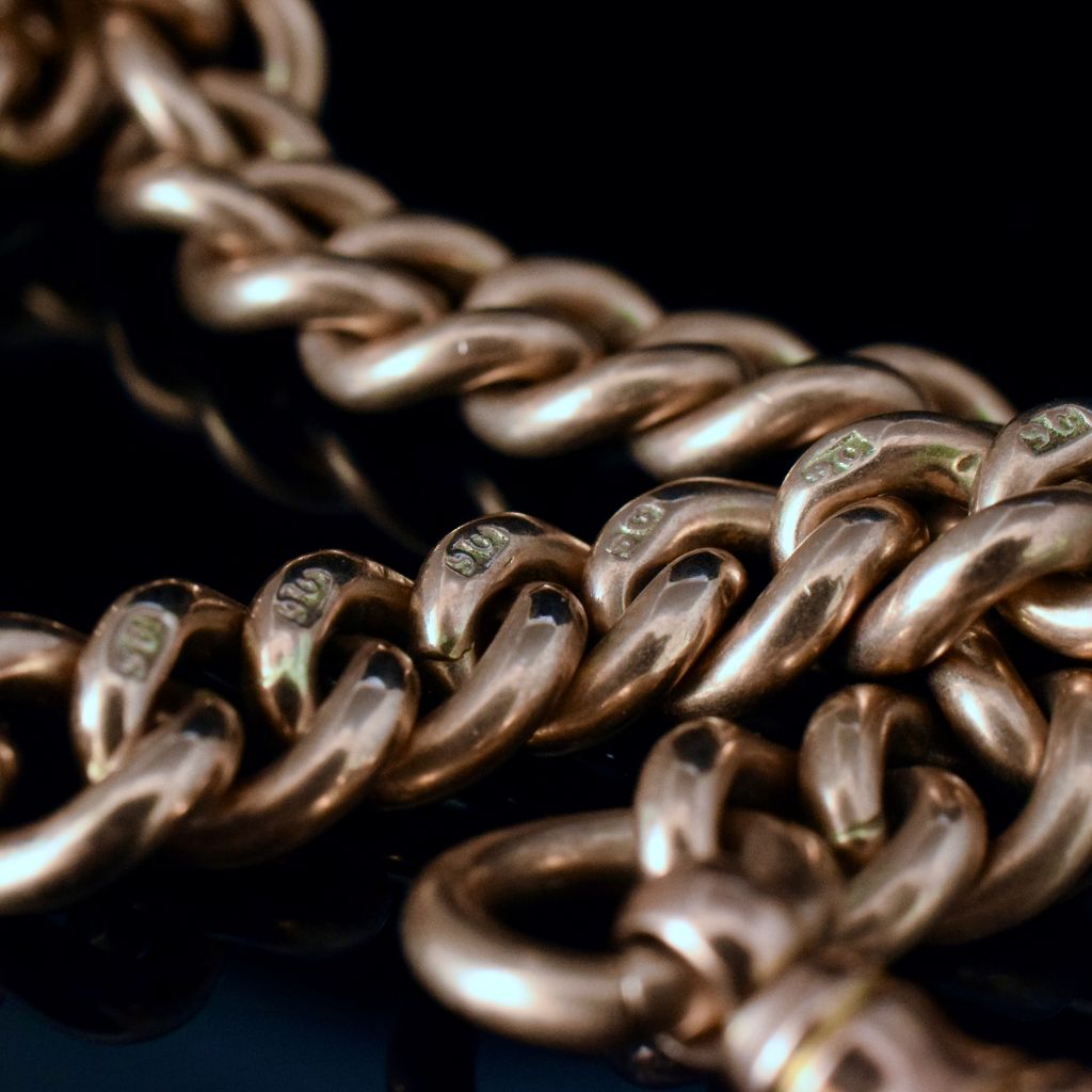 Antique Australian 9ct Yellow Gold Double Albert Watch Chain 60 Grams Circa 1910