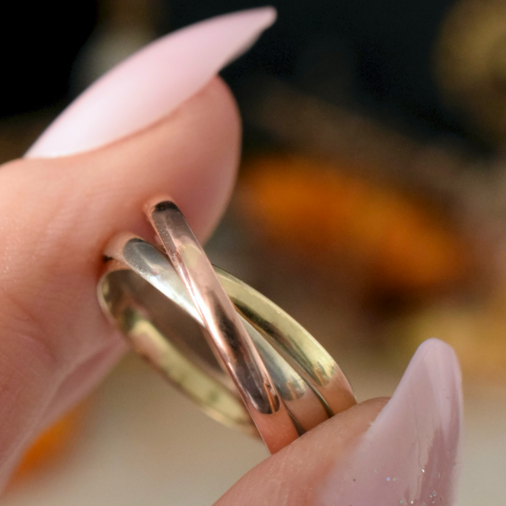 Modern 9ct Tri-Colour Russian Wedding / Trinity Ring