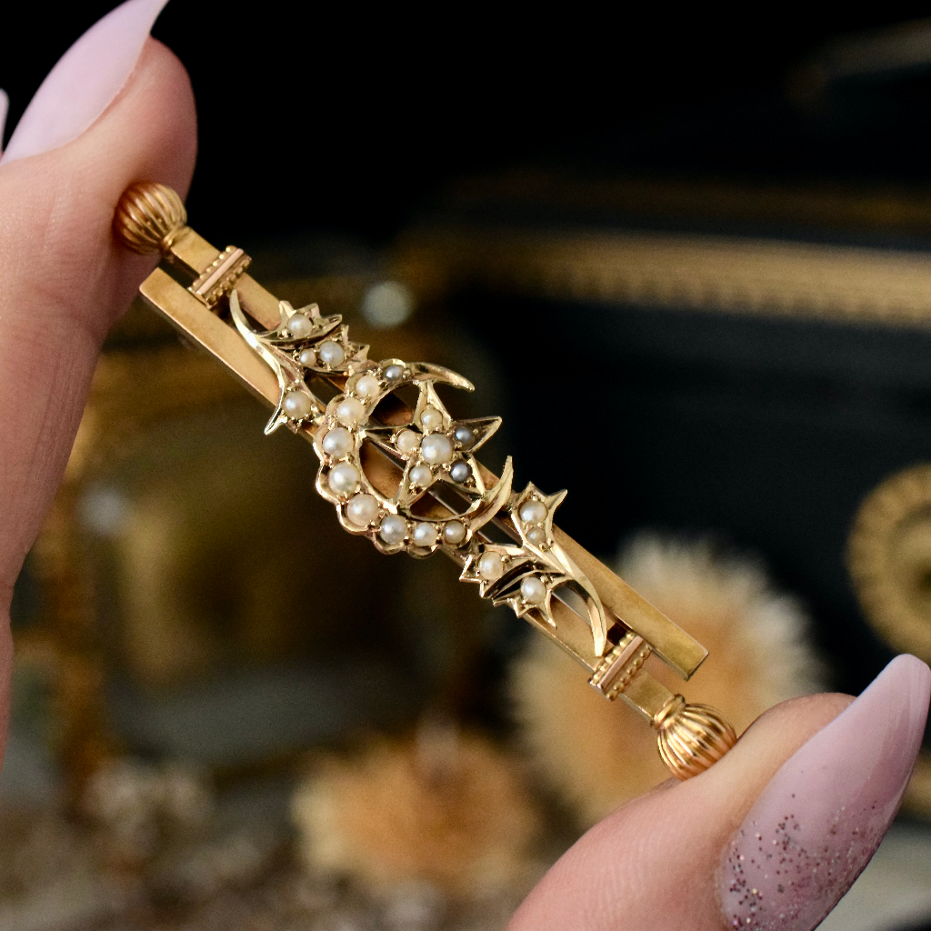 Antique Australian 15ct Seed Pearl Brooch By Duggin And Shappere Circa 1900