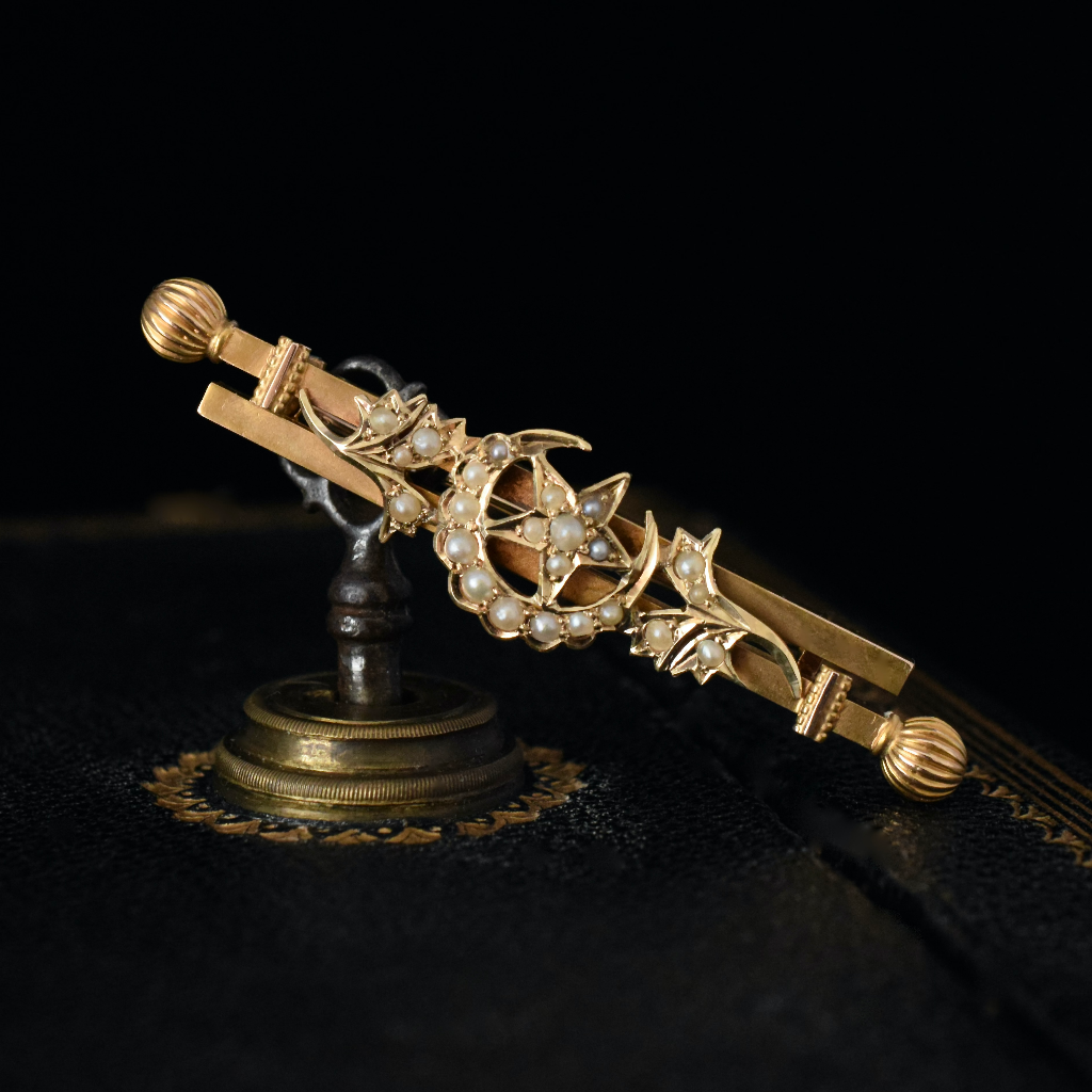 Antique Australian 15ct Seed Pearl Brooch By Duggin And Shappere Circa 1900