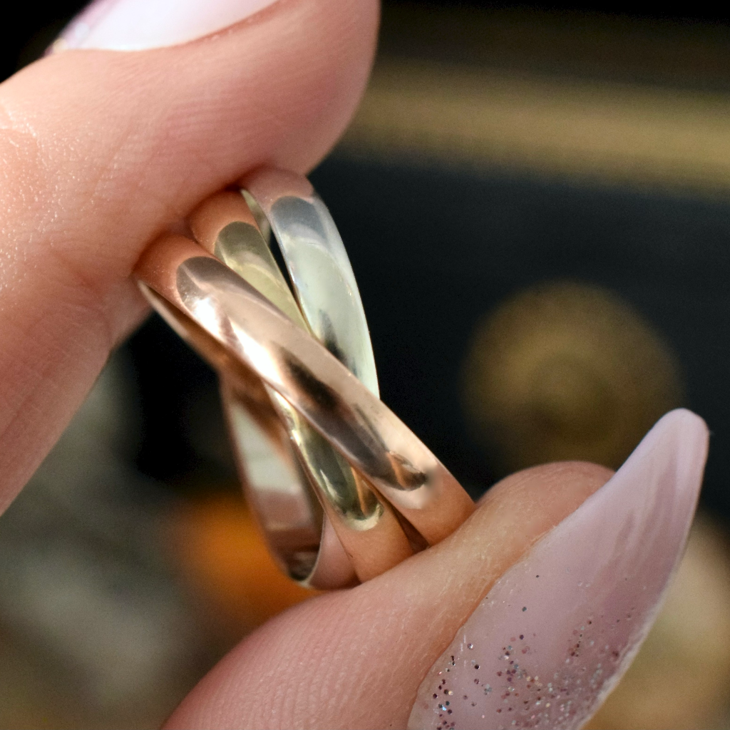 Modern 9ct Tri-Colour Russian Wedding / Trinity Ring 4.92 grams