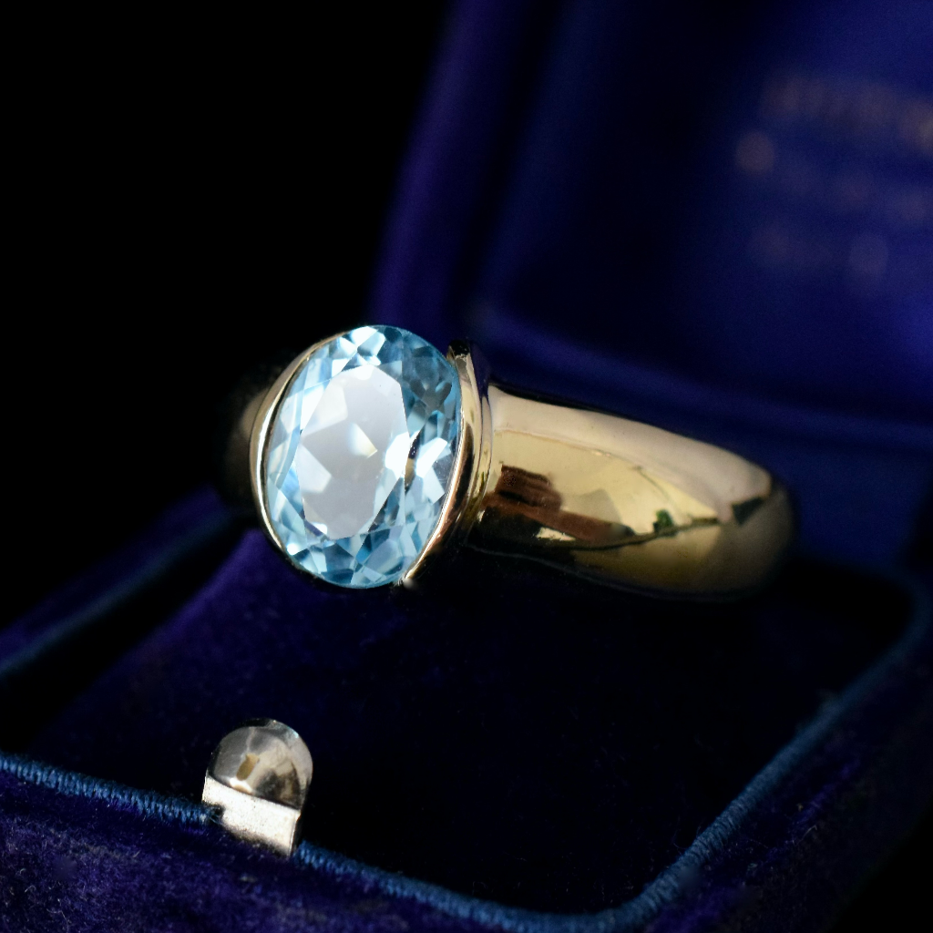 Modern 9ct Yellow Gold Topaz Solitaire Ring