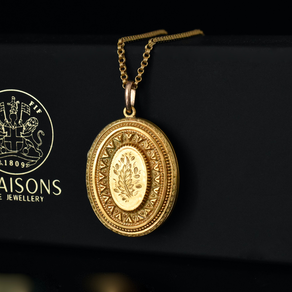 Antique Australian 15ct Yellow Gold Locket By Duggin, Shappere And Co. Circa 1900