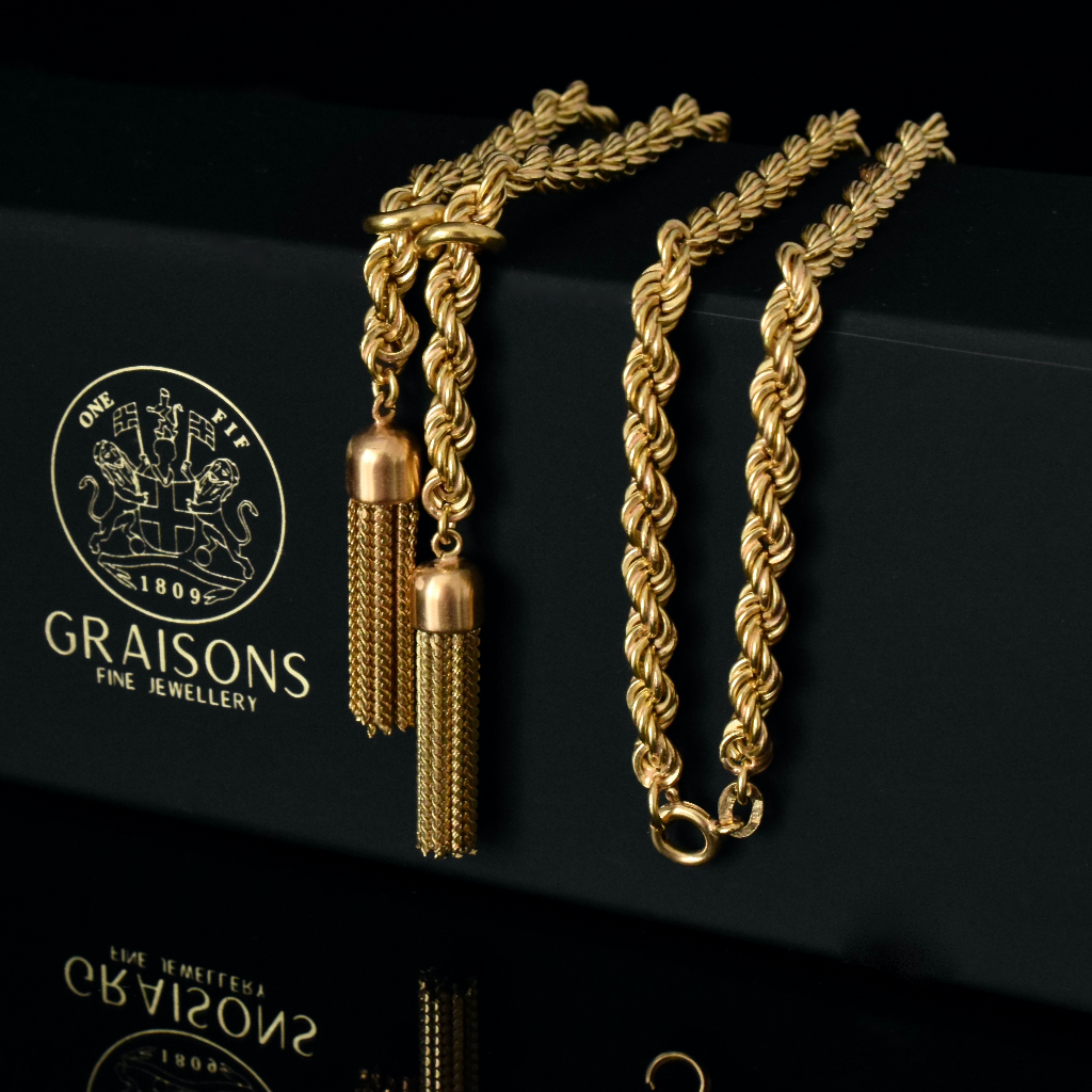 Superb 18ct Yellow Gold Italian Lariat Tassel Necklace