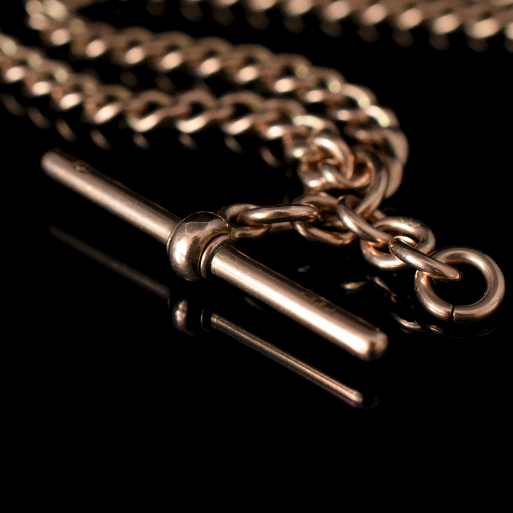 Antique Australian 9ct Rose Gold Double Albert Watch Chain Circa 1910