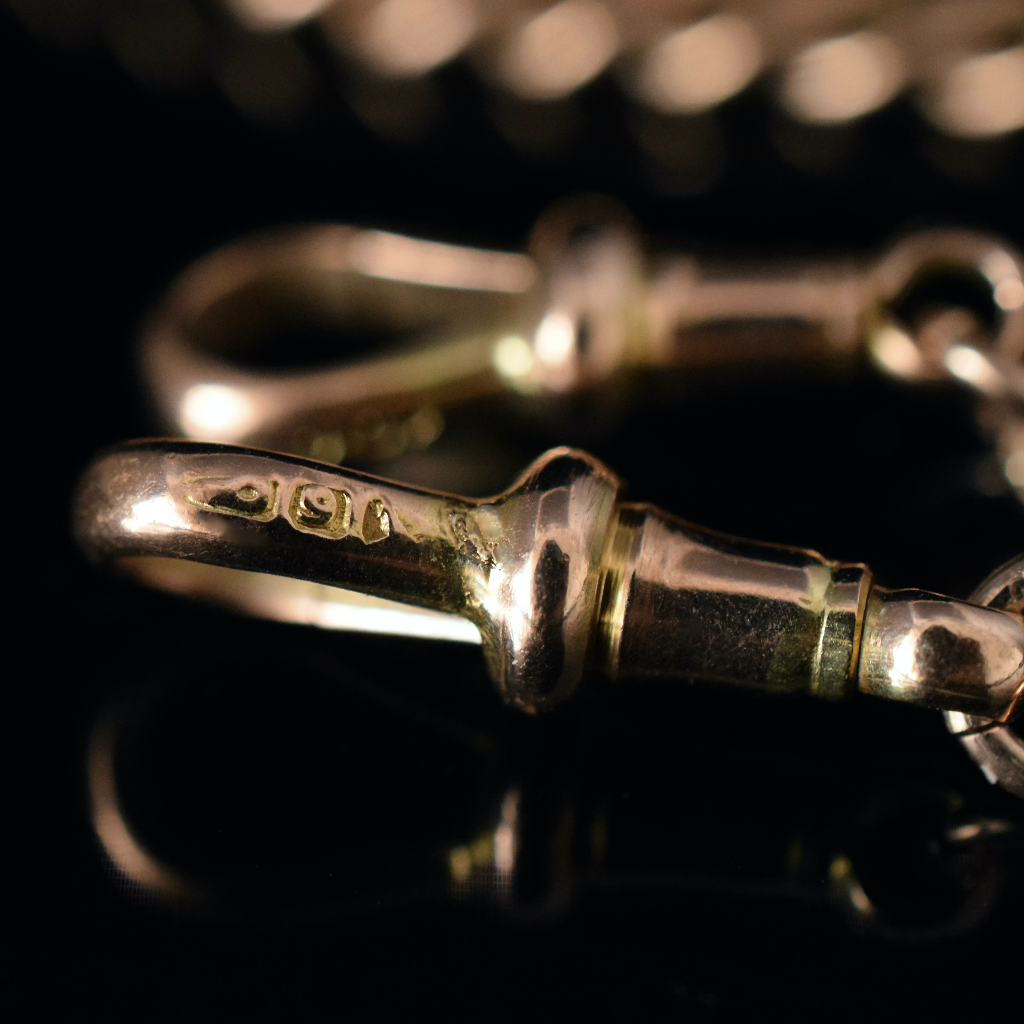 Antique Australian 9ct Rose Gold Double Albert Watch Chain Circa 1910